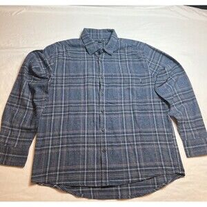 Eddie Bauer Men's Bristol Plaid Button Up Flannel Shirt XL Chambray Blue